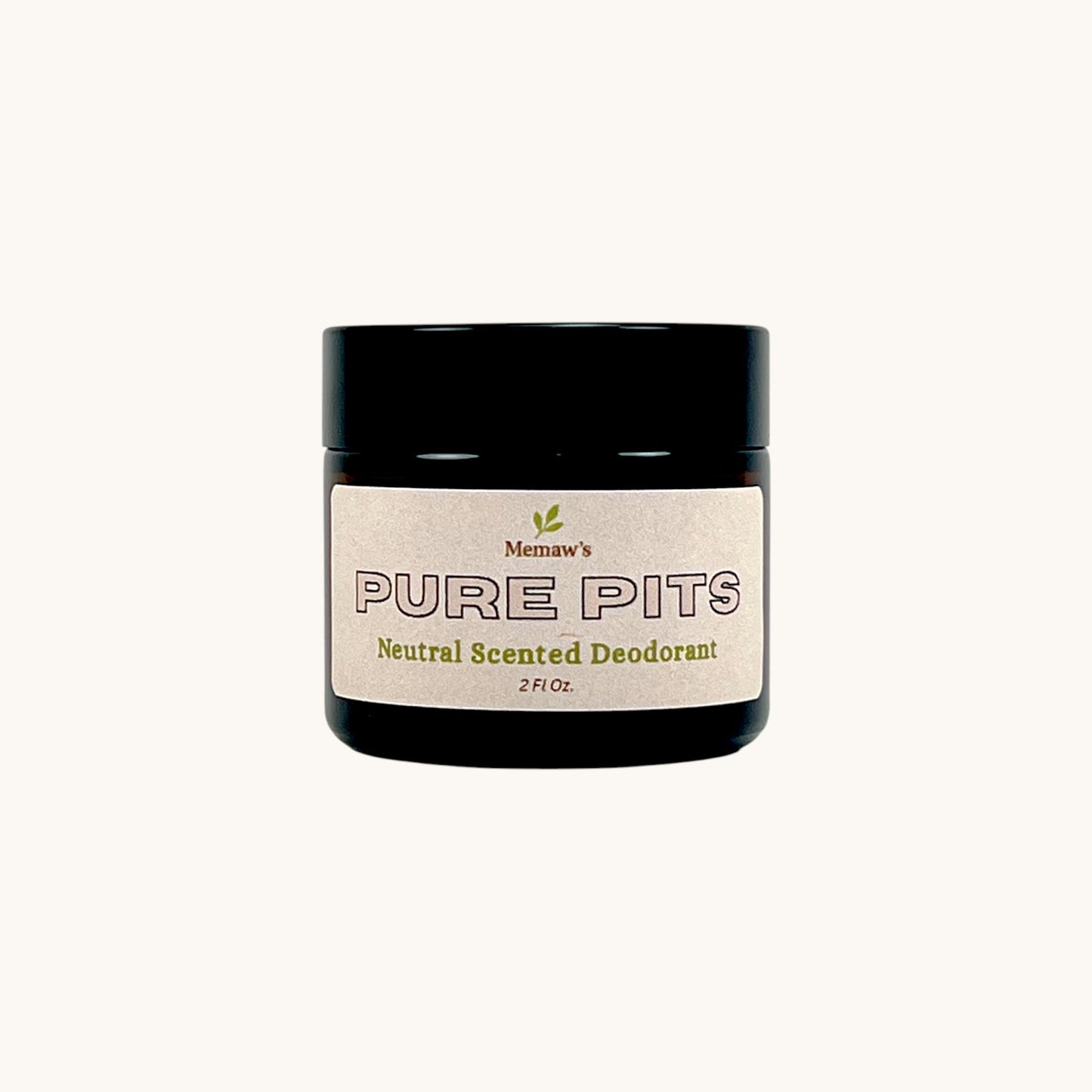 Memaw’s Pure Pits Neutral Scented Deodorant 2 oz jar — gentle, plant-based deodorant with a light natural aroma.