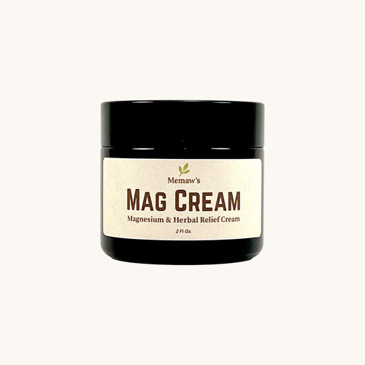 Memaw’s Mag Cream 2 oz jar — magnesium and herbal relief cream for muscle comfort