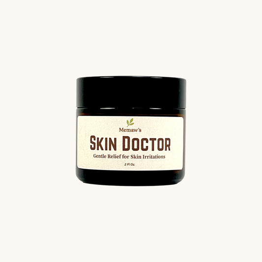 Memaw’s Skin Doctor 2 oz jar — soothing herbal skin cream for dryness, irritation, and rashes.